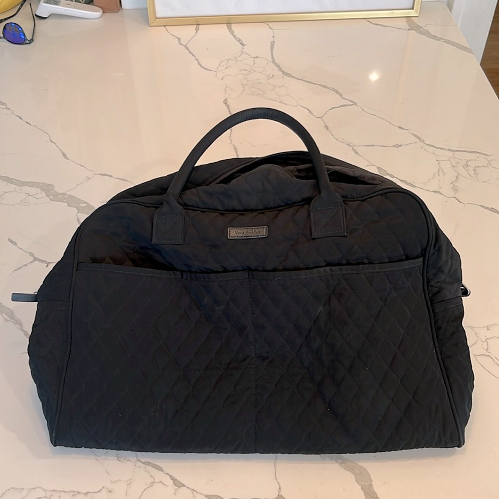 Vera Bradley Black Fabric Dual Handle Quilt Weekender Travel Bag